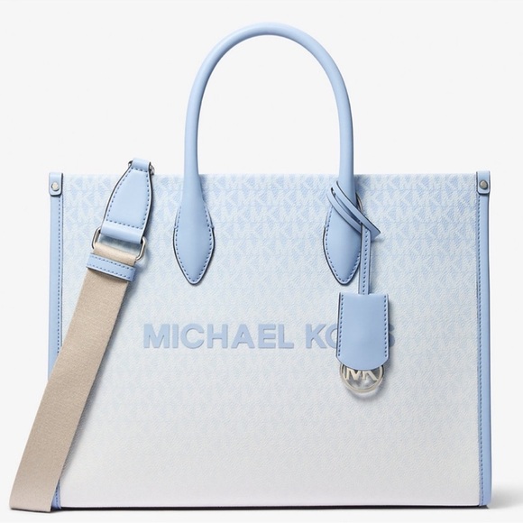 Michael Kors Small Shopper TZ Xbody Bag Light Sky Blue - Picture 1 of 9